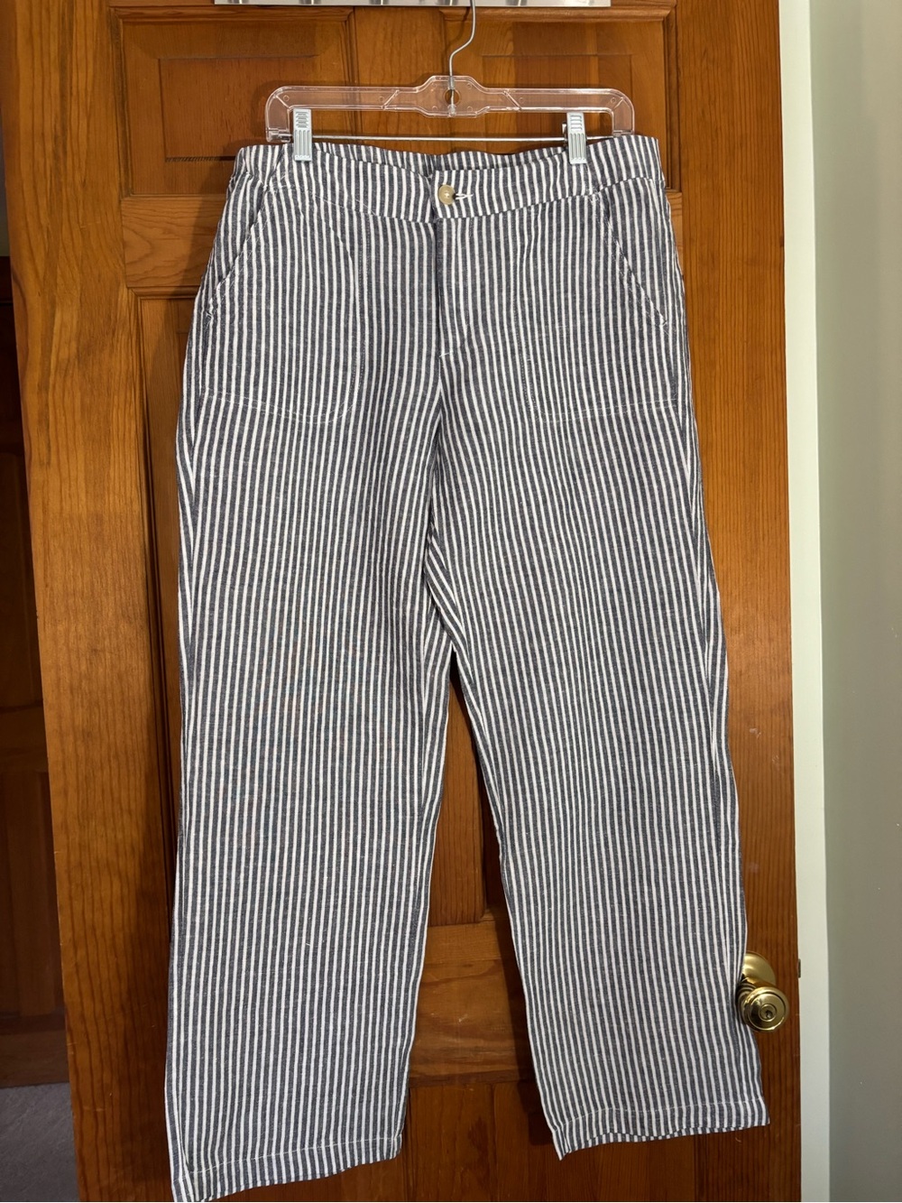 Liz Claiborne Navy and White Striped Linen Pant Size M
